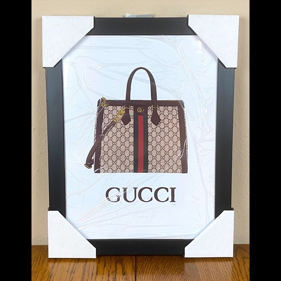 Other - **SOLD** GUCCI TOTE BAG Print by Fairchild Paris Framed Artwork 14” x 18”